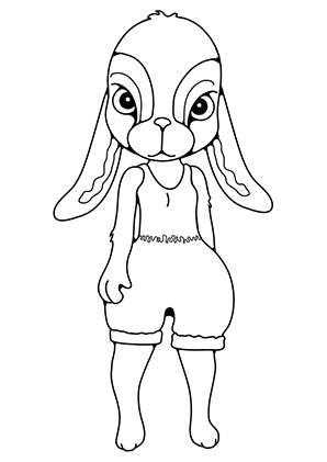 Ausmalbild Weiblicher Hasenmensch