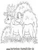 Ausmalbild Hirsch und Reh