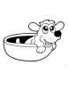 Ausmalbild Hund in Schüssel