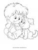 Ausmalbild Kleines Kind mit Hund