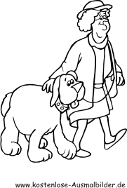 Ausmalbild Gassi gehen