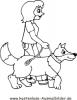 Ausmalbild mit Hund Gassi gehen