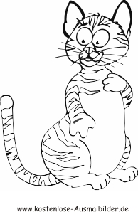 Ausmalbild gestreifte Katze 1