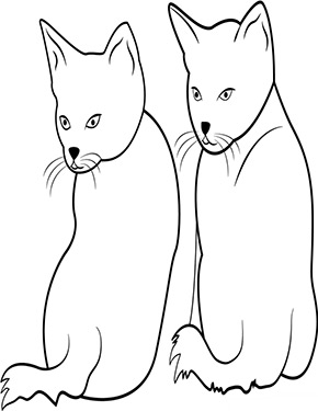Ausmalbild zwei Kätzchen