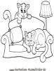 Ausmalbild Katzen auf Sofa