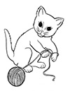 Ausmalbild Katzenbaby spielt mit Wolle