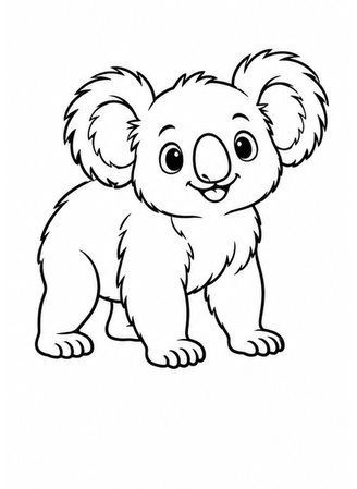 Ausmalbild Koala steht auf vier Pfoten