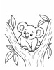 Ausmalbild Koala sitzt in einer Astgabel