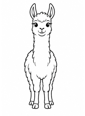 Ausmalbild Lama von vorne