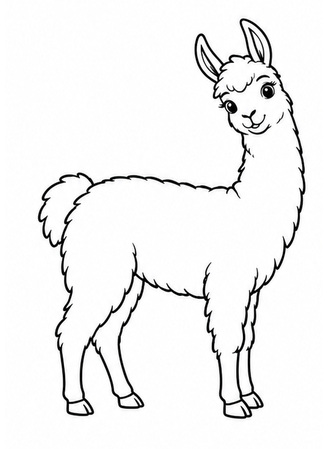 Ausmalbild Stehendes Lama von der Seite
