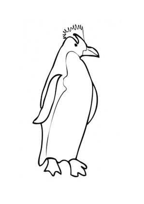 Ausmalbild Goldschopfpinguin mit goldenen Federn