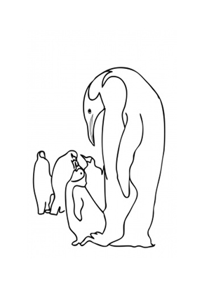 Ausmalbild Kaiserpinguin mit Familie