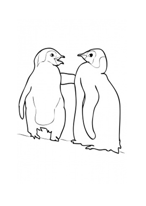 Ausmalbild Zwei Kaiserpinguin Babies