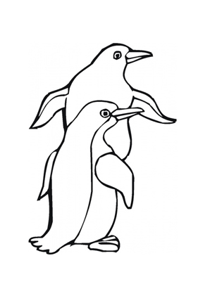 Ausmalbild Zwei kleine Pinguine