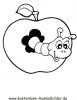 Ausmalbild Raupe im Apfel