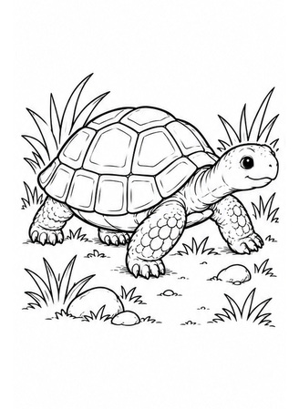 Ausmalbild Landschildkröte läuft durch die Wiese