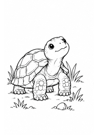 Ausmalbild Landschildkröte schaut nach oben