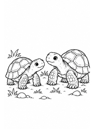 Ausmalbild Zwei Landschildkröten begegnen sich