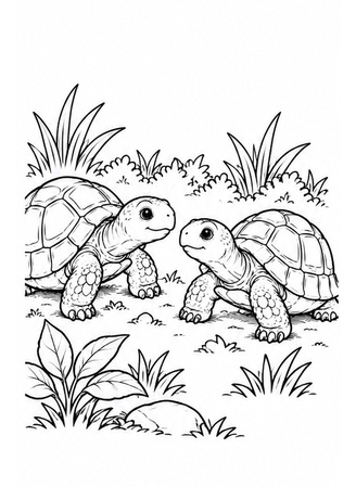 Ausmalbild Zwei Landschildkröten schauen sich an