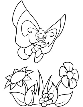 Ausmalbild Schmetterling Junge