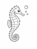 Ausmalbild Seepferdchen schwimmt allein