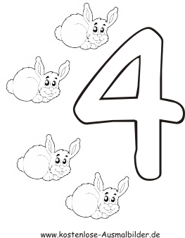 Ausmalbild Zahl vier