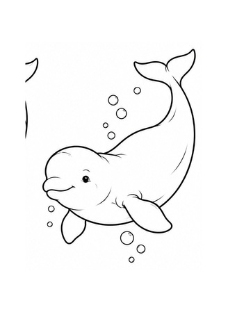 Ausmalbild Belugawal schwimmt