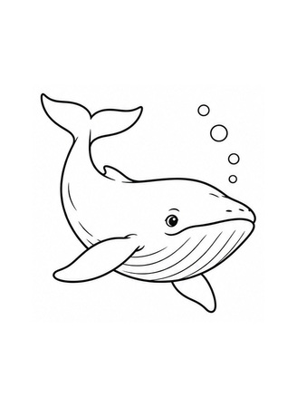 Ausmalbild Wal schwimmt unter Wasser