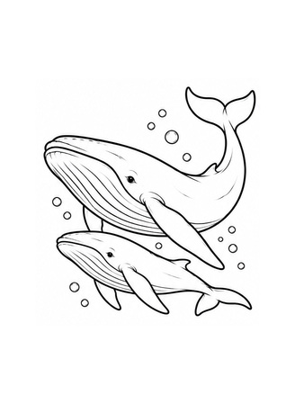 Ausmalbild Walkalb schwimmt bei seiner Mutter