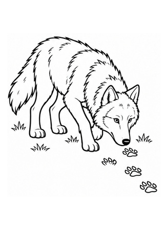 Ausmalbild Wolf folgt einer Spur
