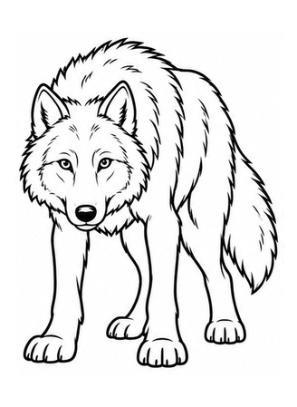 Ausmalbild Wolf schaut aufmerksam