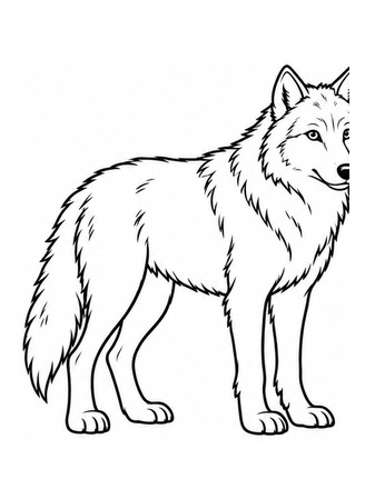 Ausmalbild Wolf steht seitlich