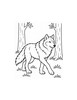 Ausmalbild Wolf auf Waldlichtung