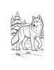 Ausmalbild Wolf in Winterlandschaft