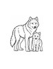 Ausmalbild Wolf mit Wolfswelpe