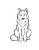 Ausmalbild Wolf sitzt von vorne