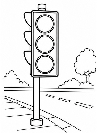 Ausmalbild Ampel am Zebrastreifen