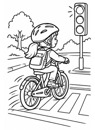 Ausmalbild Bei Rot mit dem Fahrrad falsch
