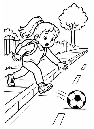 Ausmalbild Dem Ball auf die Strasse folgen falsch