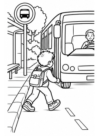 Ausmalbild Direkt am Bus überqueren falsch