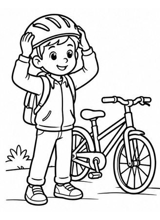Ausmalbild Fahrradhelm tragen