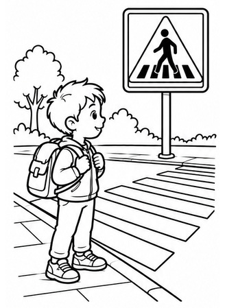 Ausmalbild Fussgängerüberweg Verkehrszeichen