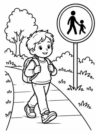 Ausmalbild Gehweg Verkehrszeichen