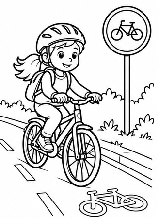 Ausmalbild Sicher auf dem Radweg