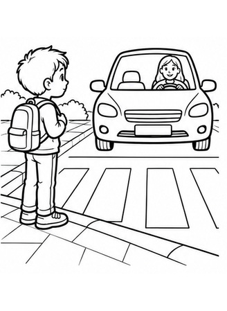 Ausmalbild Strasse sicher überqueren