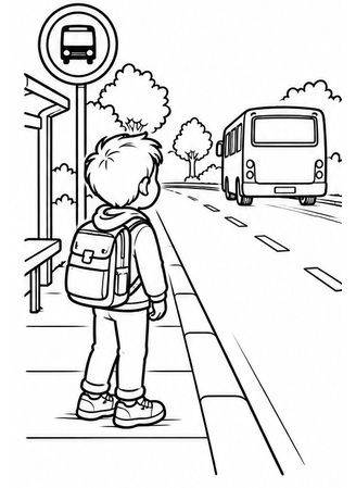 Ausmalbild Warten bis der Bus weg ist