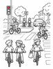 Ausmalbild Fahrrad an der Ampel