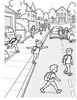 Ausmalbild Sicherer Schulweg Gefahren suchen