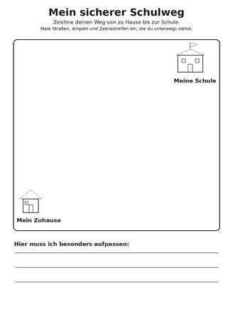 Ausmalbild Meinen Schulweg zeichnen