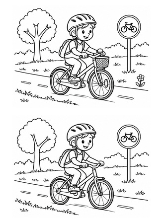 Ausmalbild Fahrrad Unterschiede